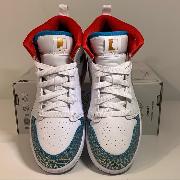 ❤ [NEW] AIR JORDAN 1 MID SNEAKER SCHOOL NC TO CHI PRESCHOOL SIZE 2Y SNEAKERS 💙 - Picture 6 of 12